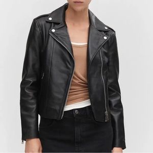 MANGO Leather Biker Jacket